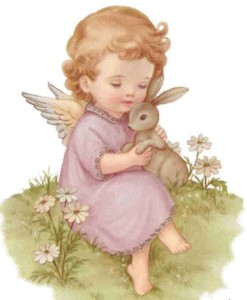 easter angel holding bunny
